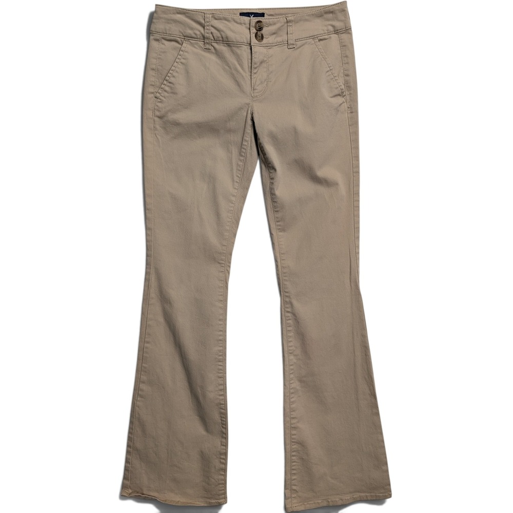 American Eagle Womens Pants Size 0 Regular Flare Khaki Tan Artist Stretch